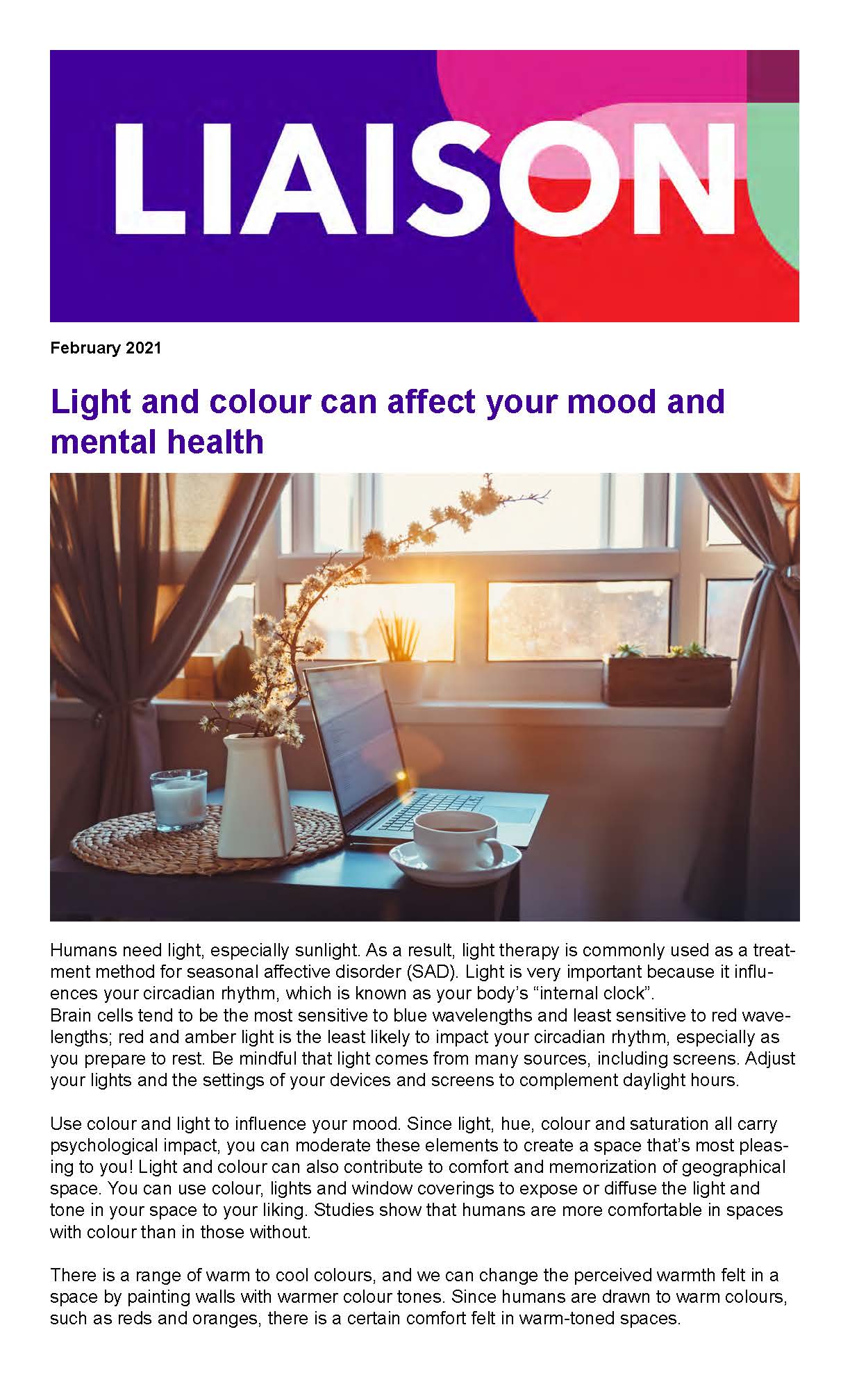 Light and colour can affect your mood and mental health