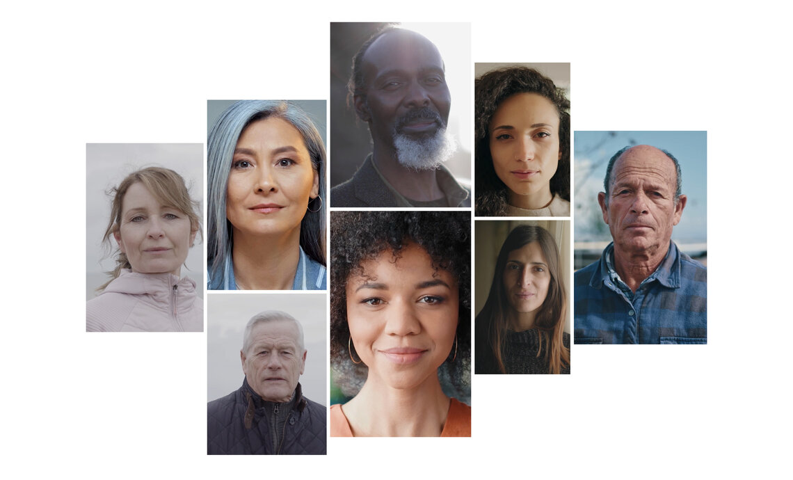 Collage of faces of various Canadians of different ethnicities and ages
