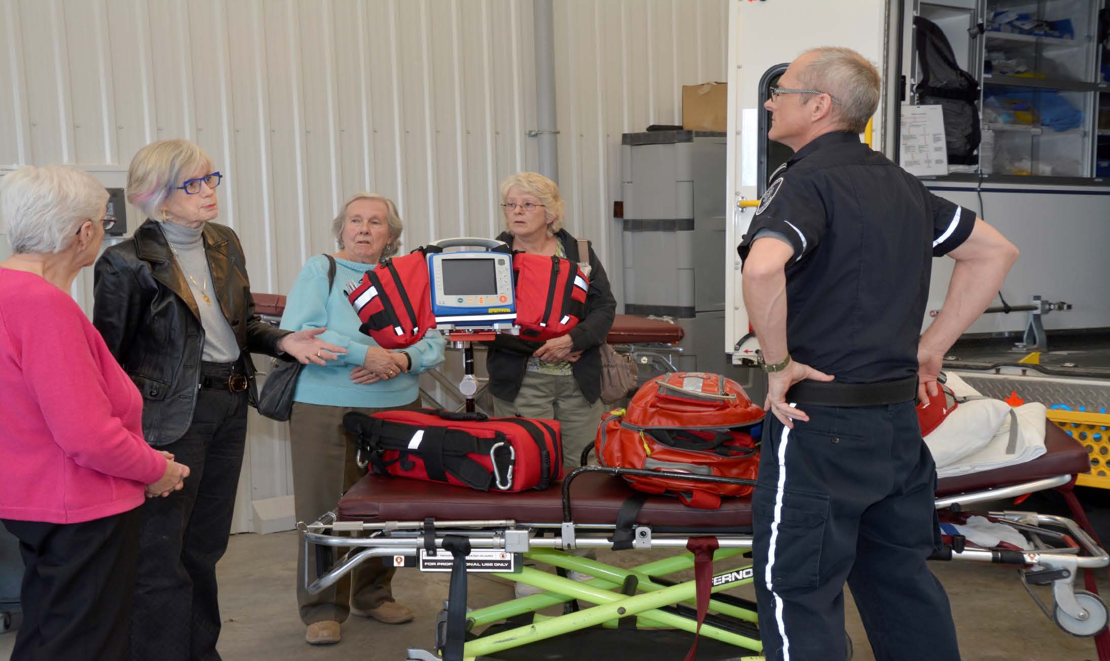 Older adults tour a fire hall in Prince Edward County as part of an RTOERO Foundation-funded grant to address social isolation in the area