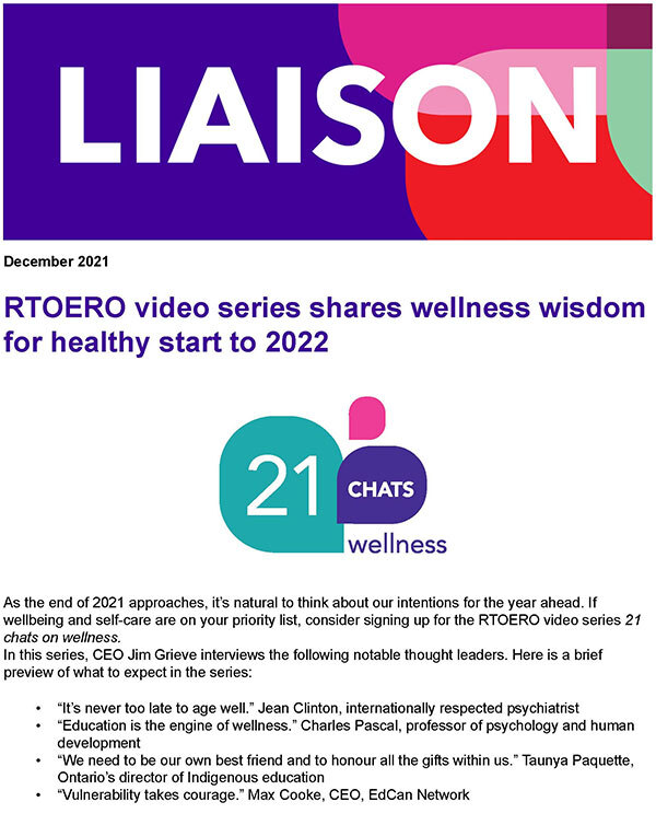 RTOERO video series shares wellness wisdom for healthy start to 2022
